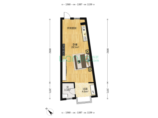 加州阳光 1室0厅1卫 44平方