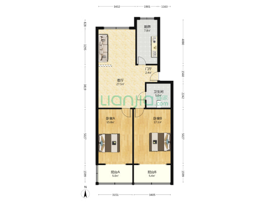 光明花苑(崇川区) 2室1厅1卫 97平方