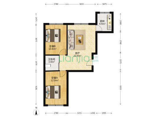 城开泰和嘉园 2室1厅1卫 75平方