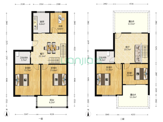 桃园三村小区 5室2厅2卫 89平方