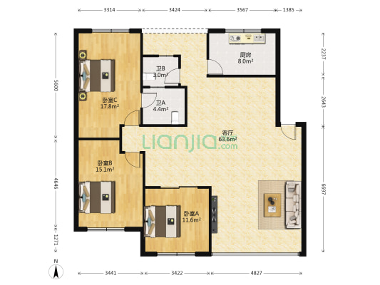 金马桥南街113附20号 3室1厅2卫 158平方