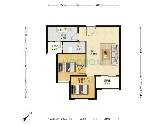 卓润新丽居 2室1厅1卫 75平方