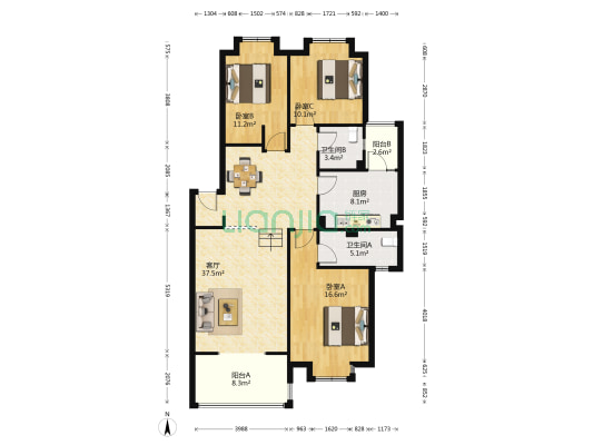 碧水馨居 3室1厅2卫 114平方
