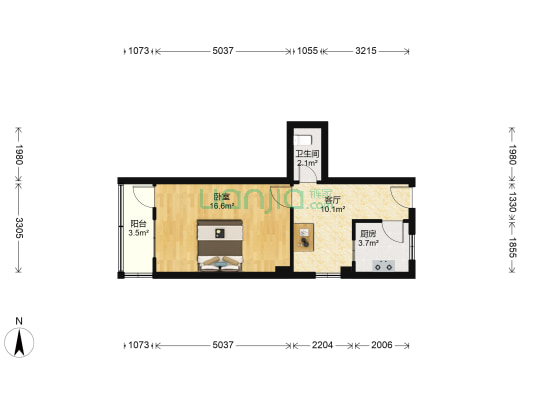 中山北路439号 1室1厅1卫 49平方
