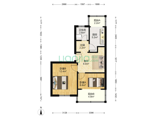 东外街36弄 2室1厅1卫 61平方