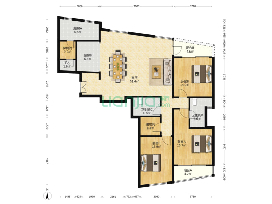 翠湖天地雅苑 3室1厅3卫 170平方