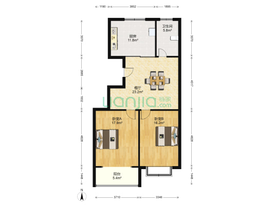 景都小区 2室1厅1卫 110平方