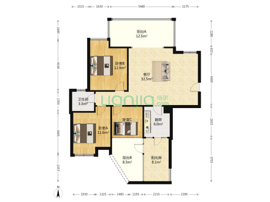 紫东芯座 3室1厅1卫 89平方