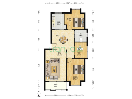 浅水湾城市花园南区 3室1厅1卫 100平方