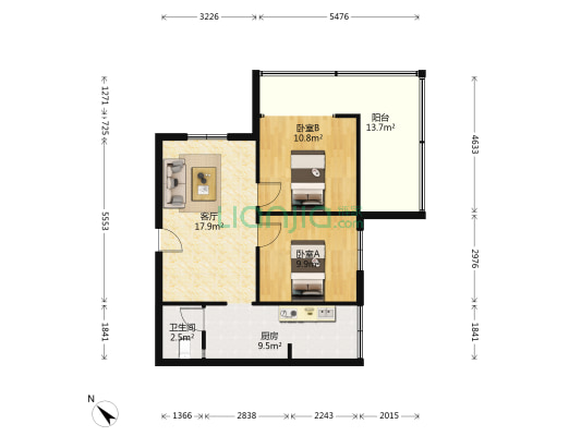 文家东巷10号 2室1厅1卫 60平方