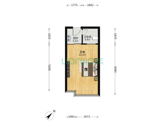 巨恒名都 1室0厅1卫 37平方
