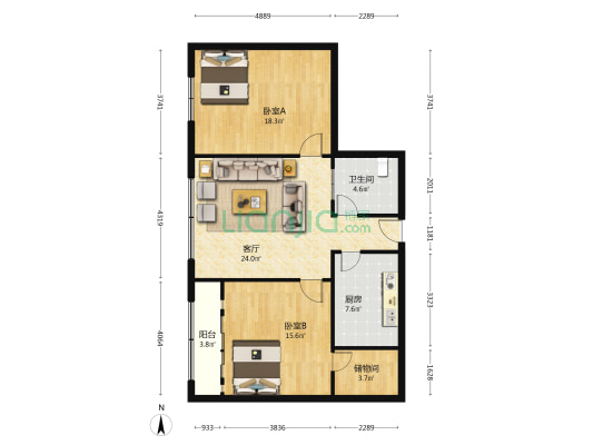 万博园 2室1厅1卫 98平方