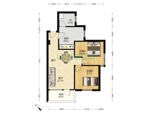 紫来大街 2室1厅1卫 70平方