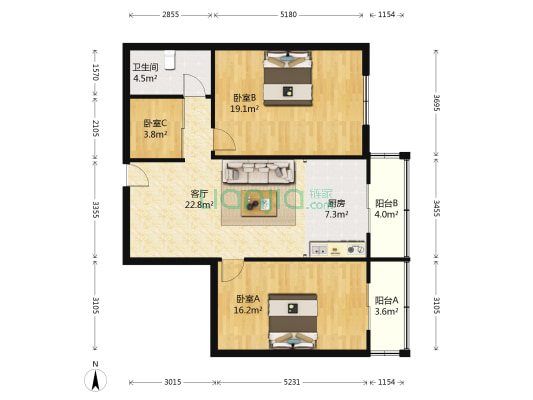 引河北里 3室1厅1卫 99平方