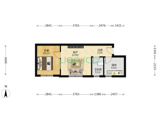 长乐华府 1室1厅1卫 49平方