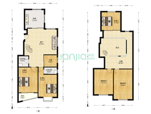 宝城花园 4室1厅2卫 107平方