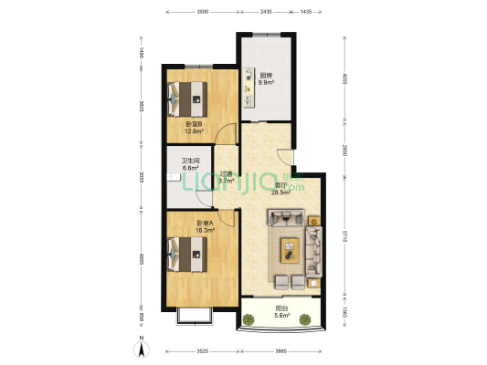 春阳花苑 2室1厅1卫 98平方