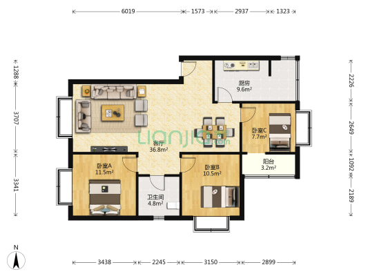 天宝升巷10号 3室1厅1卫 101平方