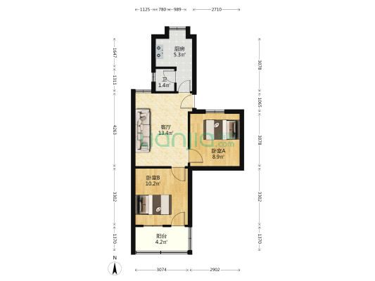 营盘路192号 2室1厅1卫 54平方