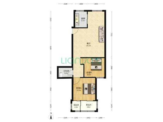 宝纶大厦 2室1厅1卫 85平方