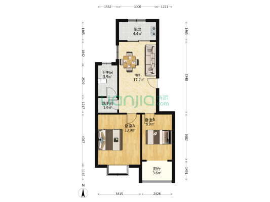 惠民花苑 2室1厅2卫 73平方