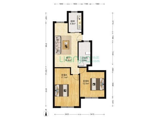 金美苑 2室1厅1卫 74平方