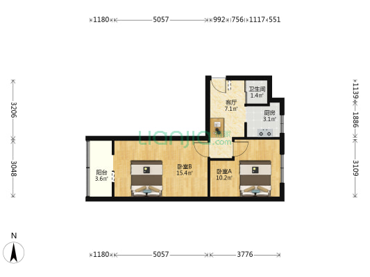 广发楼 2室1厅1卫 34平方
