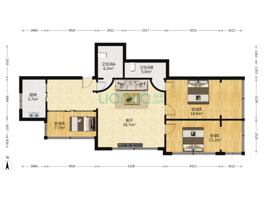甘肃省化工进出口公司家属院 3室1厅2卫 119平方