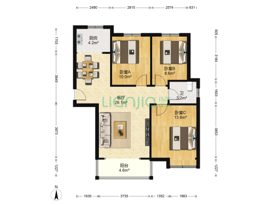 盛世华安一期 3室1厅1卫 103平方