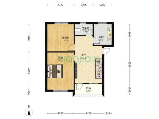 西山小区 1室1厅1卫 72平方