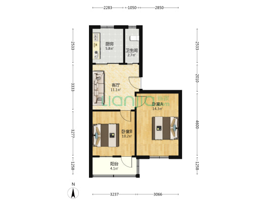 合瓦路4号 2室1厅1卫 59平方