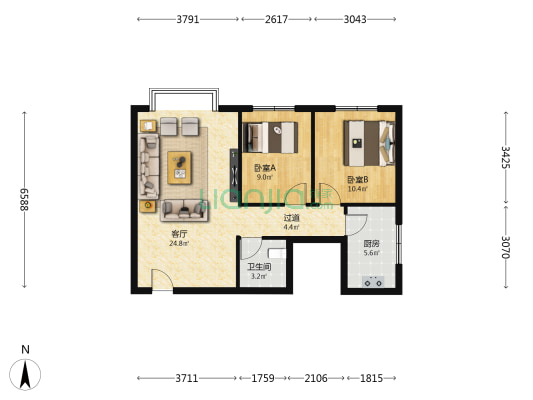 东景苑 2室1厅1卫 74平方