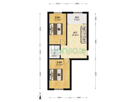 滨才城五期 2室1厅1卫 51平方