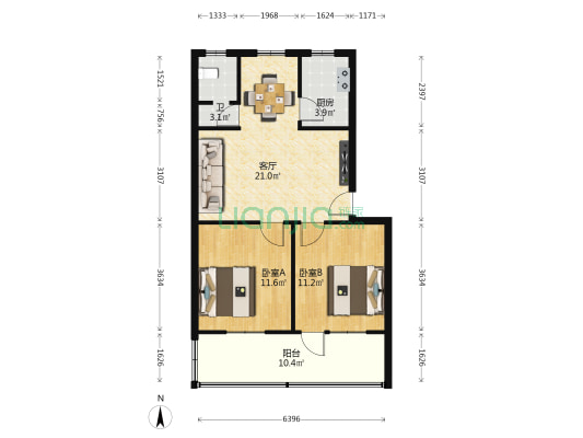 长沙市邮政局宿舍J区 2室1厅1卫 69平方