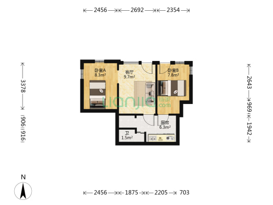 达道路 2室1厅1卫 36平方