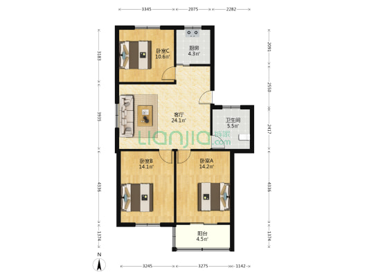 长江中路144号 3室1厅1卫 94平方