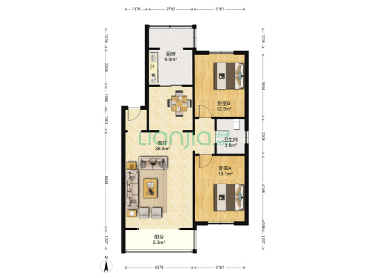 丁香苑 2室1厅1卫 102平方