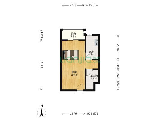 远洋国际中心 1室0厅1卫 47平方