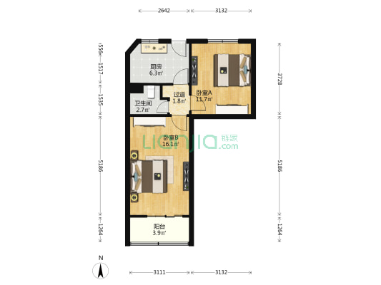 振兴大楼 2室0厅1卫 63平方