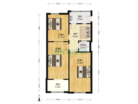 新华街邮三社区 3室1厅1卫 74平方