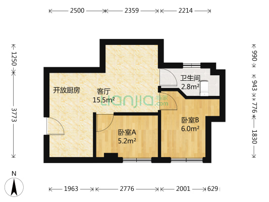 加州花園 2室1厅 南