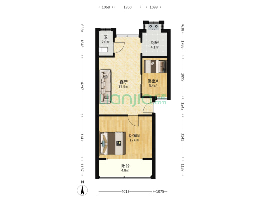 县中药材家属院 2室1厅1卫 55平方