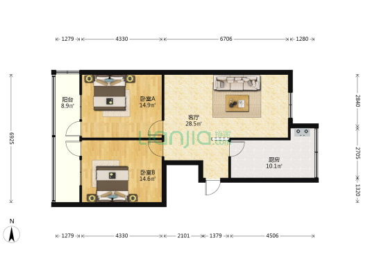 省海事局家属院 2室1厅0卫 95平方