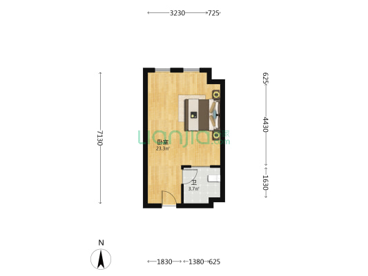 上饶文博园 1室0厅1卫 44平方
