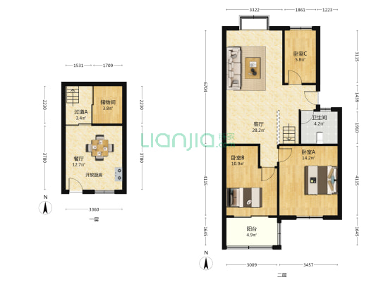 凝翠嘉苑 3室2厅1卫 83平方