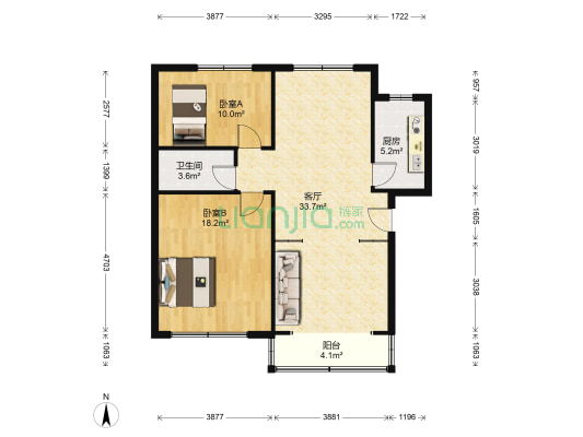 湖北东路457号 2室1厅1卫 87平方