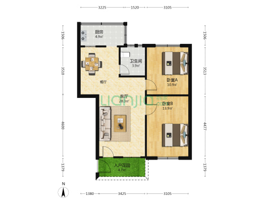 开发区医院宿舍 2室1厅1卫 80平方