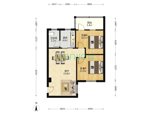 广深铁路物业公司广园东住宅小区 2室1厅1卫 69平方