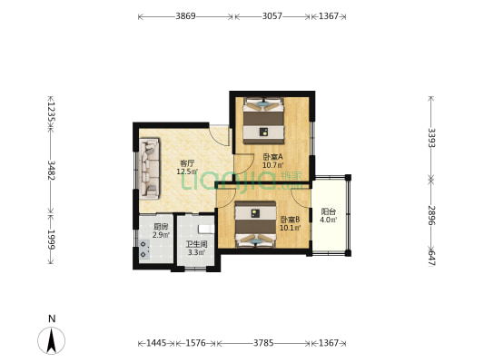 宋家小区 2室1厅1卫 54平方