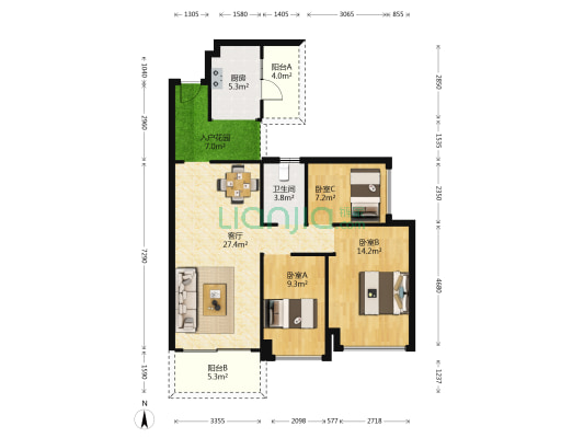 万象郡一期 3室1厅1卫 99平方